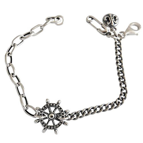 Antique fashion silver jewelry wholesale rudder and pin chain bracelets